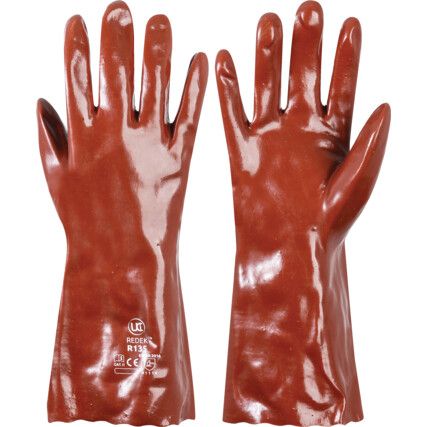 R135 Mechanical Hazard Gloves, Red, PVC Coating, EN388: 2016, 4, 1, 1, 1, X, Size 10
