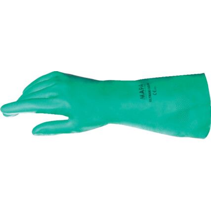 Ultranitril 492, Chemical Resistant Gloves, Green, Nitrile, Cotton Flocked Liner, Size 7.5