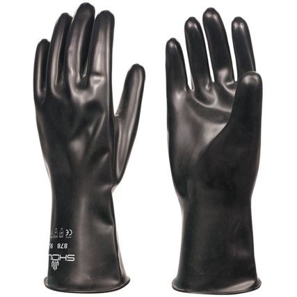 Best Butyl 878, Chemical Resistant Gloves, Black, Rubber, Unlined, Size 9