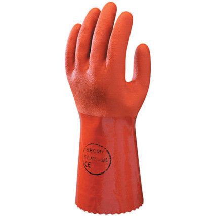 620, Chemical Resistant Gauntlet, Orange, PVC, Cotton Liner, Size 8