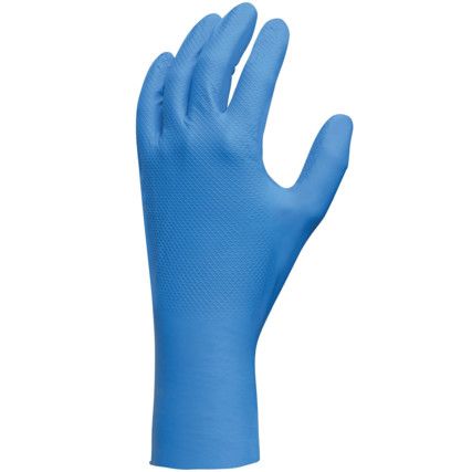 708, Chemical Resistant Gloves, Blue, Nitrile, Unlined, Size 9