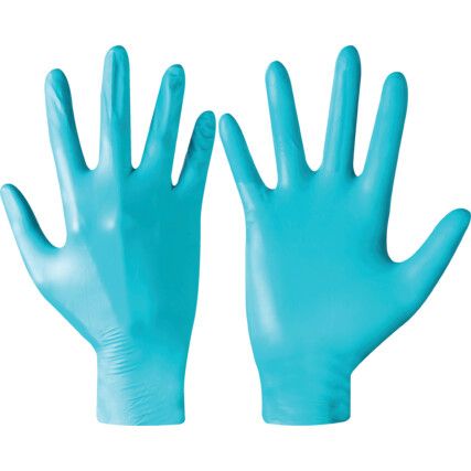Teal Disposable Gloves, Green, Nitrile, 4.8mil Thickness, Powder Free, Size L, Pack of 20