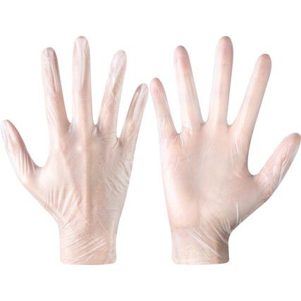 Solo 990 Disposable Gloves, White Translucent, PVC, 2.8mil Thickness, Powder Free, Size 8, Pack of 100