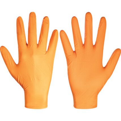 Finite GL201  Disposable Gloves, Orange, Nitrile, Powder Free, Size S, Pack of 100