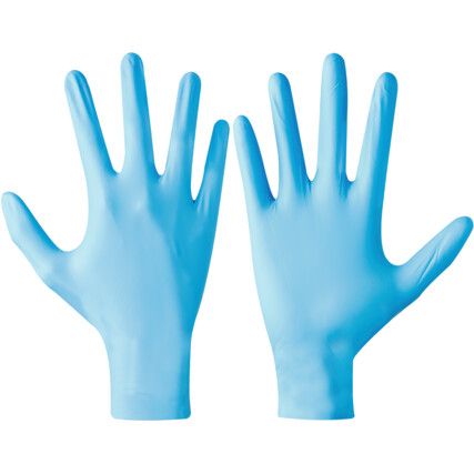 Finite FN100 Disposable Gloves, Blue, Nitrile, 4.7mil Thickness, Powder Free, Size 6.5, Pack of 100