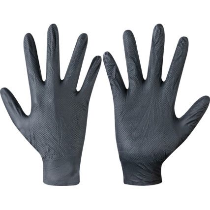 Finite GL1005 Disposable Gloves, Black, Nitrile, 5.9mil Thickness, Powder Free, Size 10, Pack of 100