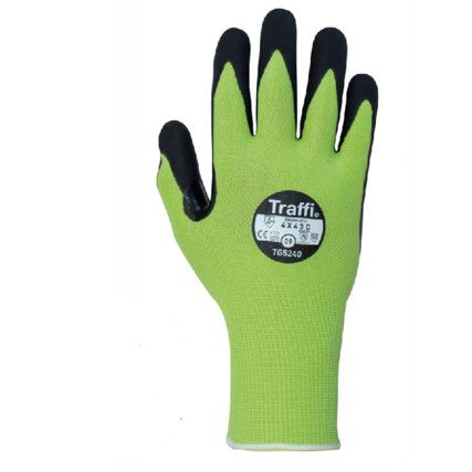 LXT, Cut Resistant Gloves, Black/Green, Nitrile Palm & Finger Tips, Glass/HPPE/Nylon Liner, EN388: 2016, 4, X, 4, 3, C, Size 10
