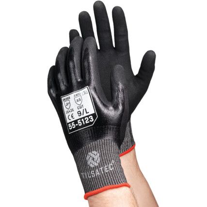 Cut Resistant Gloves, Foam Nitrile Coated, Grey, Size 11