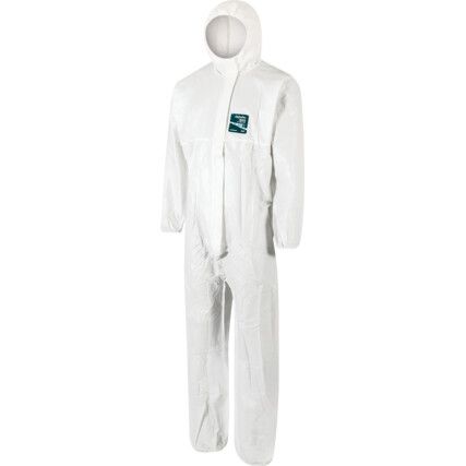 1800-WH Microgard Chemical Protective Coveralls, Disposable, Type 5/6, White, Zipper Closure, L