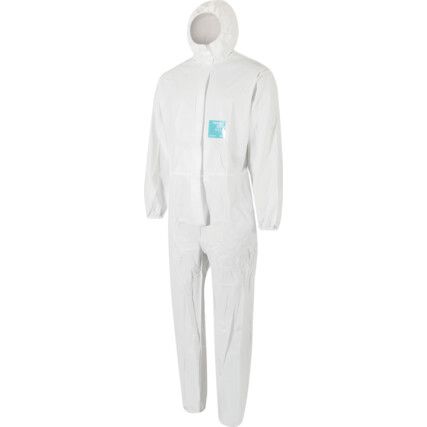 2000-WH Microgard Chemical Protective Coveralls, Disposable, Type 5/6, White, Microporous polyethylene film, Zipper Closure, M
