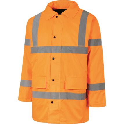 Hi-Vis Waterproof Jacket, Medium, Orange, Polyester, EN20471