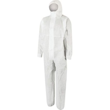 4520, Chemical Protective Coveralls, Disposable, Type 5/6, White, SMMMS Nonwoven Fabric, Zipper Closure, Chest 36-39", M
