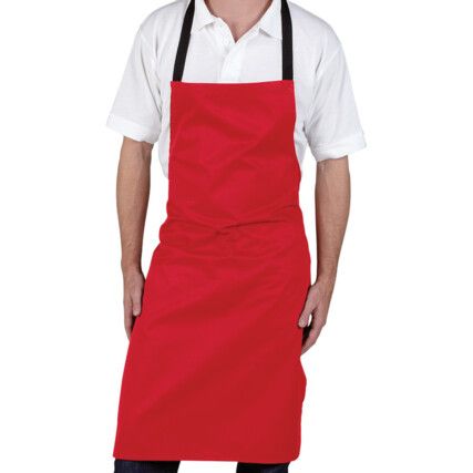 Bib Apron, Reusable, Red, Cotton/Polyester, One Size