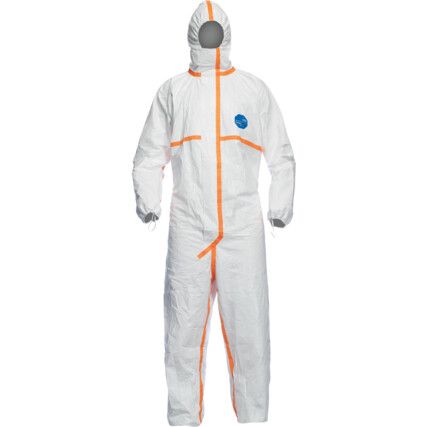 CHA5, Chemical Protective Coveralls, Disposable, Type 3/4/5/6, White, Tyvek® 800, Zipper Closure, Chest 36-27", S