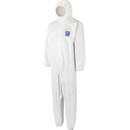 ViGuard™, Chemical Protective Coveralls, Disposable, Type 5/6 Protection, White, Microporous PE Film, Chest 92-100cm, M