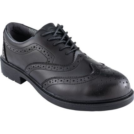 Brogue Safety Shoes, Black, Size 8, Composite Toe Cap, S3 SRC