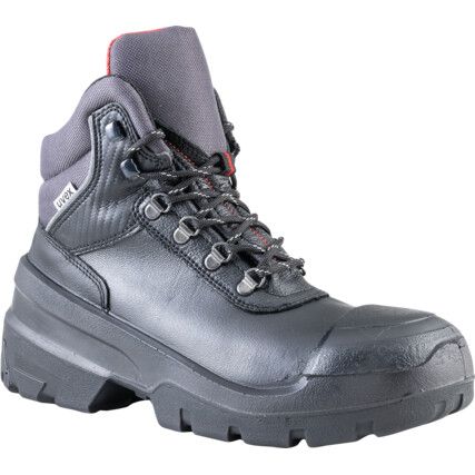 Quatro Plus, Unisex Safety Boots Size 10, Black, Leather, Water Resistant, Steel Toe Cap