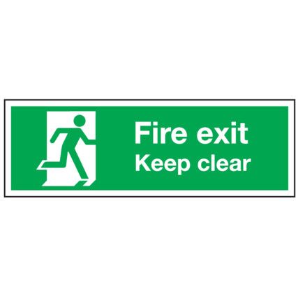 Fire Exit Keep Clear Vinyl Sign 450mm x 150mm