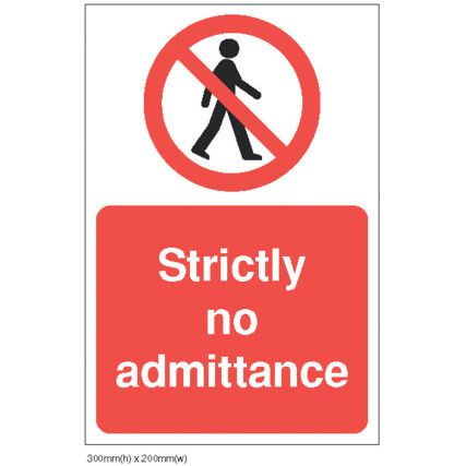 Strictly No Admittance Rigid PVC Z-Barrier Sign 200mm x 300mm