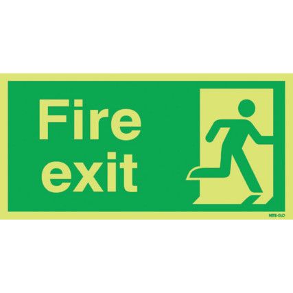 Fire Exit Man Right Photoluminescent Rigid PVC Sign 450mm x 150mm