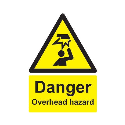 Overhead Hazard Rigid PVC Danger Sign 210mm x 297mm