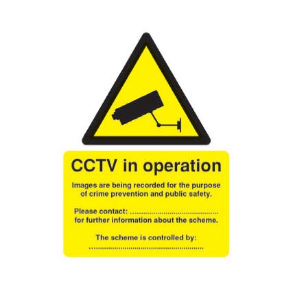 CCTV in Operation Rigid PVC Warning Sign 148mm x 210mm