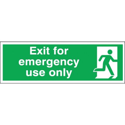 Fire Exit Emergency use Only Rigid PVC Sign 600mm x 75mm