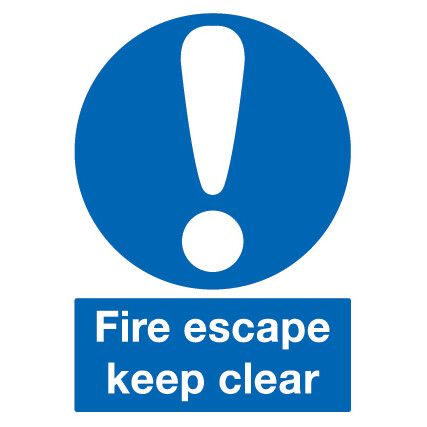 Fire Escape Keep Clear Rigid PVC Sign 148mm x 210mm