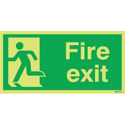 Fire Exit Man Left Photoluminescent Vinyl Sign 300mm x 150mm