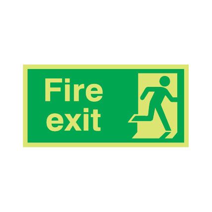 Fire Exit Man Right Photoluminescent Vinyl Sign 450mm x 150mm