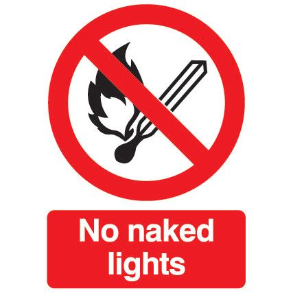 No Naked Lights Vinyl Sign 148mm x 210mm