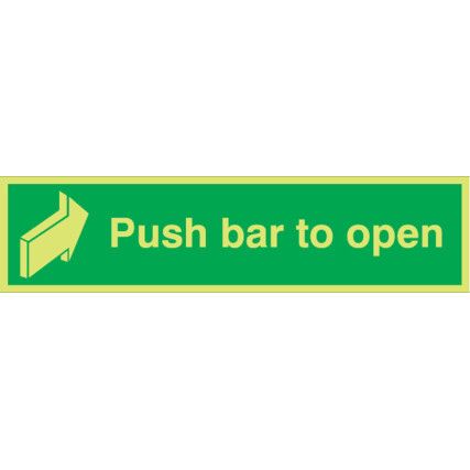 Fire Exit Push to Open Photoluminescent Vinyl Sign 600mm x 75mm