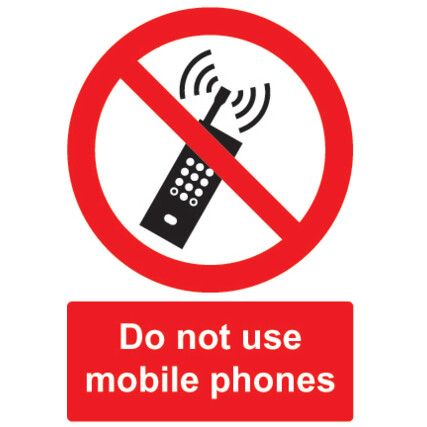 Do Not Use Mobile Phones Rigid PVC Sign 148mm x 210mm