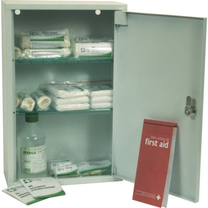 First Aid Kit in Metal Lockable Cabinet, 10 Persons