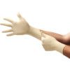 TouchNTuff 69-210 Disposable Gloves, Natural, Latex, 3.9mil Thickness, Powdered, Size 6.5-7, Pack of 100 thumbnail-0