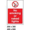 NO SMOKING OR NAKED LIGHTS 200mmx300mm RIGID PR7 thumbnail-0