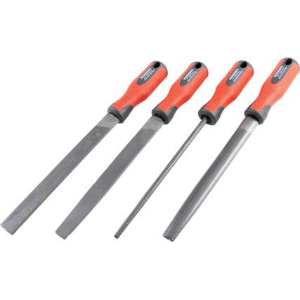 250mm (10'') 4 Piece Second Cut Engineers File Set With Handles