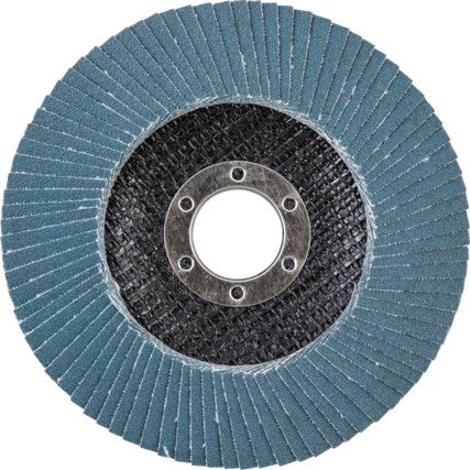 566A, Flap Disc, 65032, 115 x 22.23mm, Flat (Type 27), P120, Zirconia