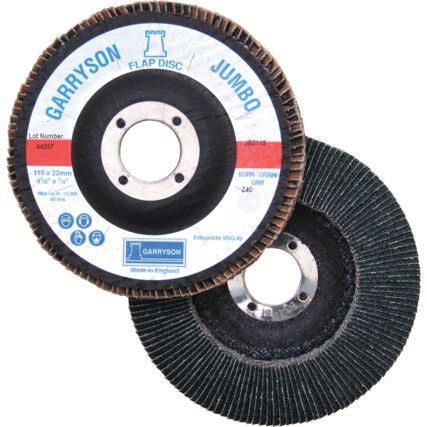 Flap Disc, JBA115060, 115 x 22.23mm, Conical (Type 29), P60, Aluminium Oxide