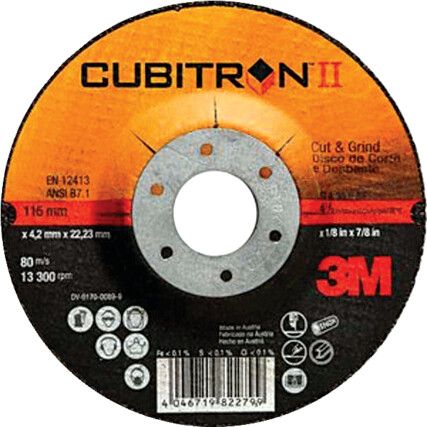 81154, Grinding Disc, Cubitron II, 36-Medium/Coarse, 230 x 4.2 x 22.23 mm, Type 27, Ceramic