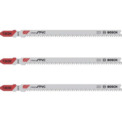 T302 H Clean for PVC Jigsaw Blades, Pack of 3