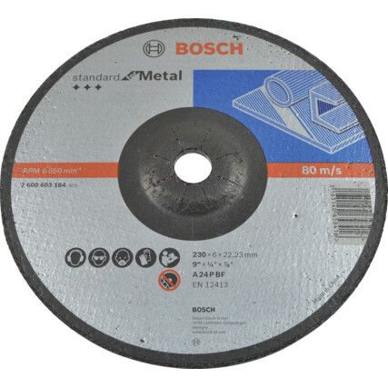Grinding Disc, 24-Coarse, 125 x 6 x 22.23 mm, Type 27, Aluminium Oxide