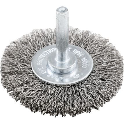 63x9mm Shaft Mounted Circular Brush, Crimp Wire,Stainless Steel