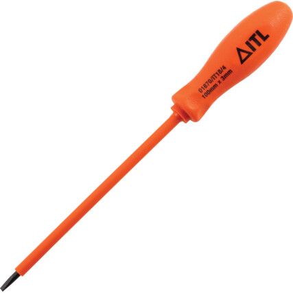 Insulated Electricians Screwdriver Slotted 3mm x 100mm
