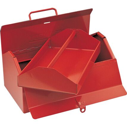 Steel Barn Type Tool Box With Tote,  355mm x 205mm x 185mm
