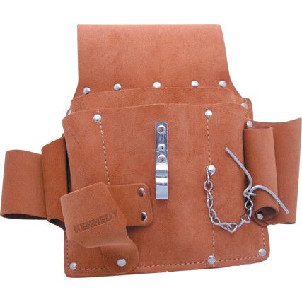 Tool Belt, Leather, Tan, 4 Pockets, 260 x 200mm
