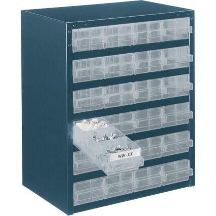 Cabinet, Steel/Polypropylene, Blue, 357x255x435mm, 24 Drawers