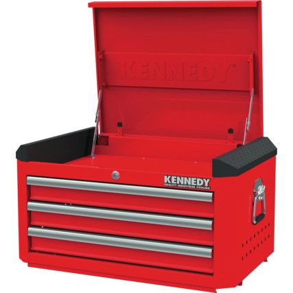 Tool Chest, Industrial Range, Red, Steel, 3-Drawers, 375 x 706 x 461mm, 245kg Capacity