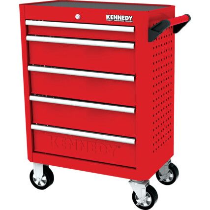 Roller Cabinet, Industrial Range, Red/Grey, Steel, 5-Drawers, 845 x 710 x 465mm, 450kg Capacity