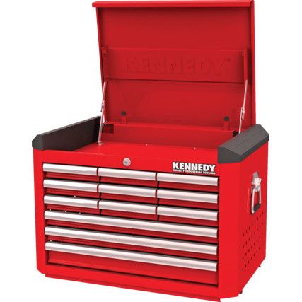 Tool Chest, Industrial Range, Red, Steel, 12-Drawers, 481 x 706 x 461mm, 350kg Capacity